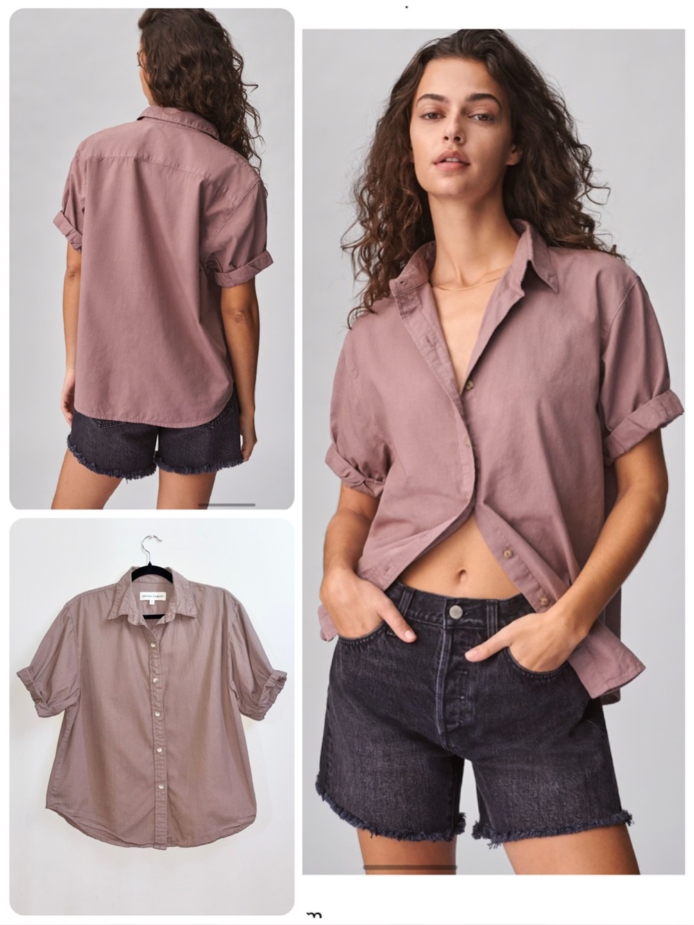 Aritzia Denim Forum The Jane Shirt Shadow Mauve Button Up Cotton Size Small